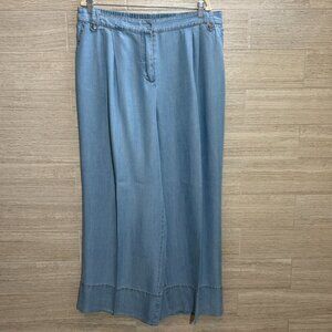 NWT everyday Skies Are Blue Curvy Tencel Blue Denim Wide Leg Pants Trousers